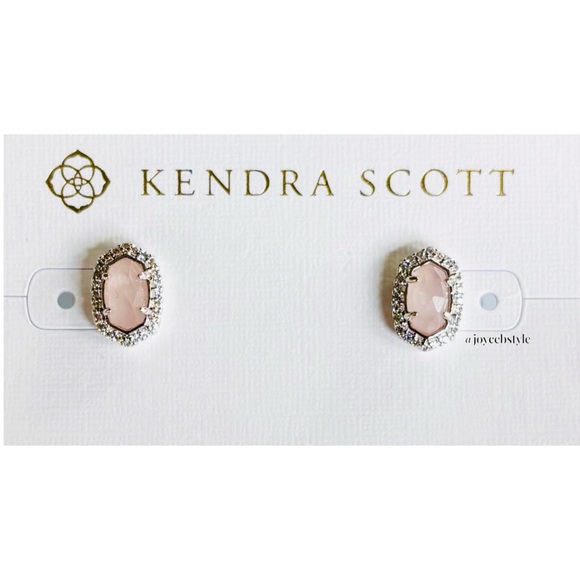 Kendra Scott Silver Cade Stud Earrings in Rose Quartz NWT - Picture 8 of 9